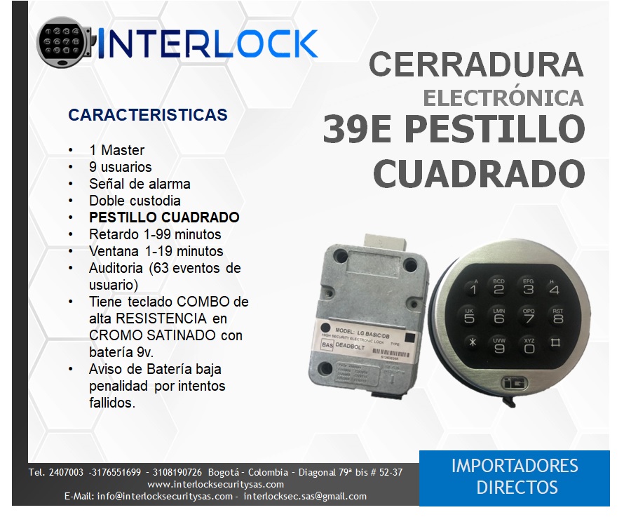 CERRADURA 39A PESTILLO CUADRADO